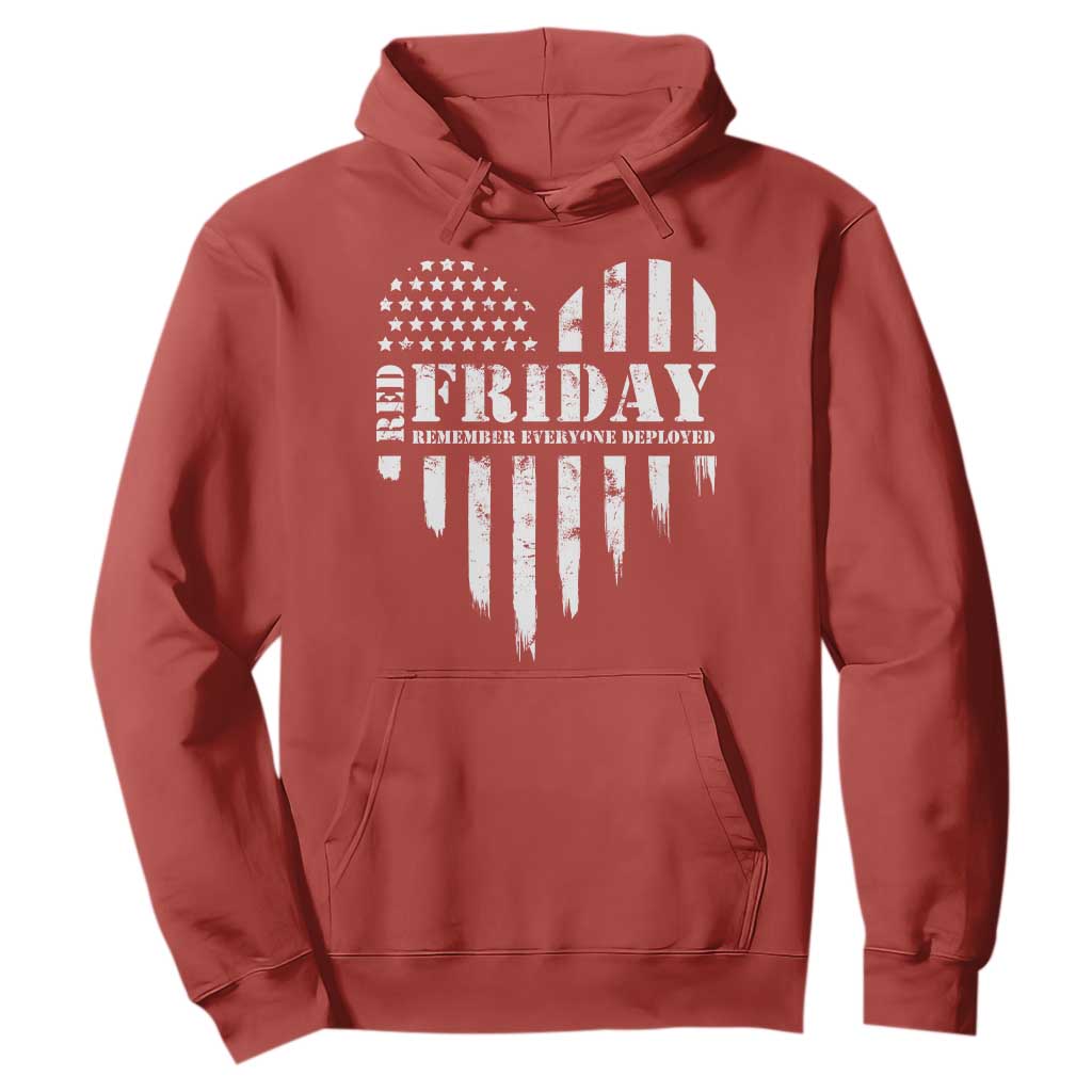 Red Friday Hoodie Remember Everyone Deployed Vintage American Flag Military Veterans Heart TS11 Red Print Your Wear