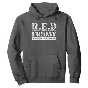 RED Friday Hoodie Remember Everyone Deployed Support Our Troops Military TS11 Dark Heather Print Your Wear