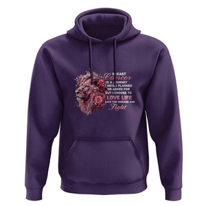 Breast Cancer Awareness Hoodie Breast Cancer Is A Journey I Never Planned Or Asked For But I Choose To Love Life Floral Lion TS11 Purple Print Your Wear