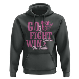 Breast Cancer Awareness Hoodie Go Pink Fight Cancer Win The Battle Pink Ribbon Butterfly TS11 Dark Heather Print Your Wear