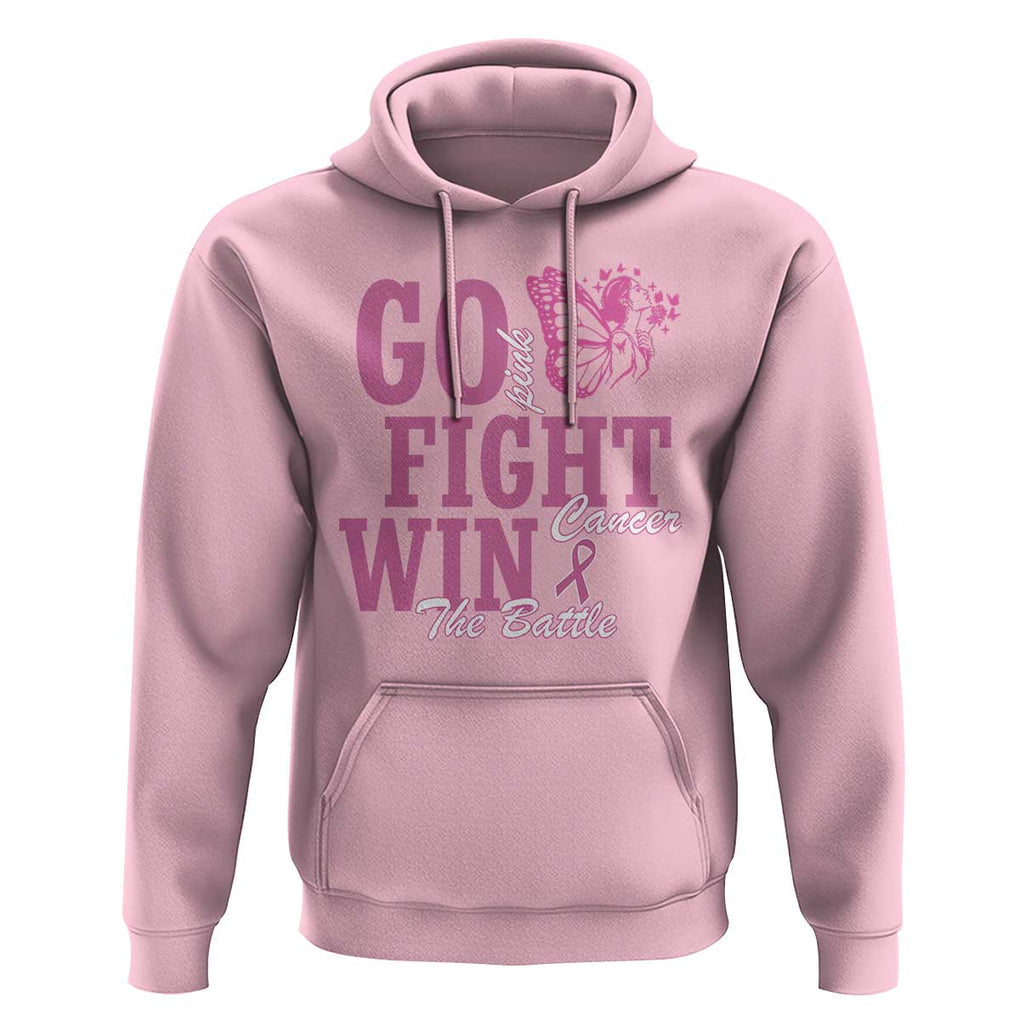 Breast Cancer Awareness Hoodie Go Pink Fight Cancer Win The Battle Pink Ribbon Butterfly TS11 Light Pink Print Your Wear
