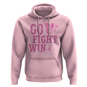 Breast Cancer Awareness Hoodie Go Pink Fight Cancer Win The Battle Pink Ribbon Butterfly TS11 Light Pink Print Your Wear
