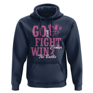 Breast Cancer Awareness Hoodie Go Pink Fight Cancer Win The Battle Pink Ribbon Butterfly TS11 Navy Print Your Wear