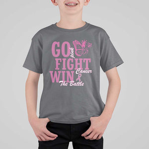Breast Cancer Awareness T Shirt For Kid Go Pink Fight Cancer Win The Battle Pink Ribbon Butterfly TS11 Charcoal Print Your Wear