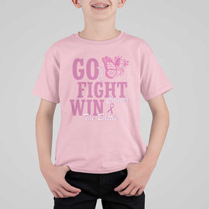 Breast Cancer Awareness T Shirt For Kid Go Pink Fight Cancer Win The Battle Pink Ribbon Butterfly TS11 Light Pink Print Your Wear