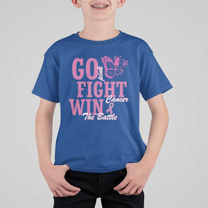 Breast Cancer Awareness T Shirt For Kid Go Pink Fight Cancer Win The Battle Pink Ribbon Butterfly TS11 Royal Blue Print Your Wear