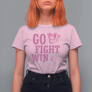 Breast Cancer Awareness T Shirt For Women Go Pink Fight Cancer Win The Battle Pink Ribbon Butterfly TS11 Light Pink Print Your Wear
