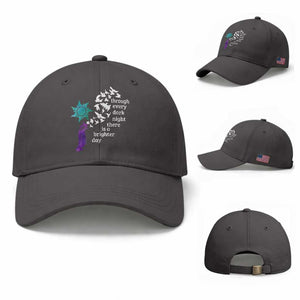 Suicide Prevention Awareness Baseball Cap Through Every Dark Night There Is A Brighter Day Semicolon Sun Feathers