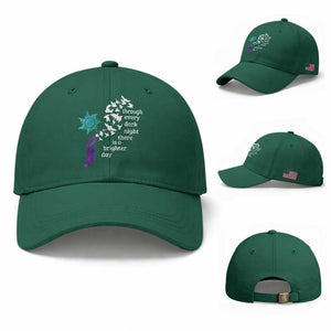 Suicide Prevention Awareness Baseball Cap Through Every Dark Night There Is A Brighter Day Semicolon Sun Feathers