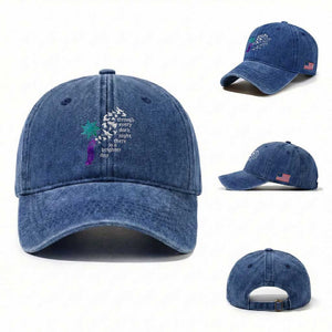 Suicide Prevention Awareness Washed Cotton Baseball Cap Through Every Dark Night There Is A Brighter Day Semicolon Sun Feathers