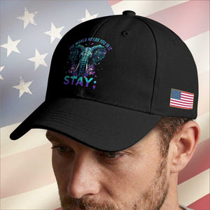 Suicide Prevention Awareness Baseball Cap Stay The World Needs You In It Semicolon Elephant Flower