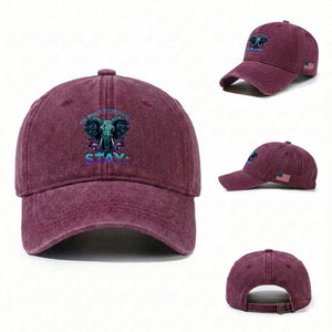 Suicide Prevention Awareness Washed Cotton Baseball Cap Stay The World Needs You In It Semicolon Elephant Flower