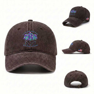 Suicide Prevention Awareness Washed Cotton Baseball Cap Let The Rain Wash Away All The Pain Of Yesterday Flower Cloud Semicolon
