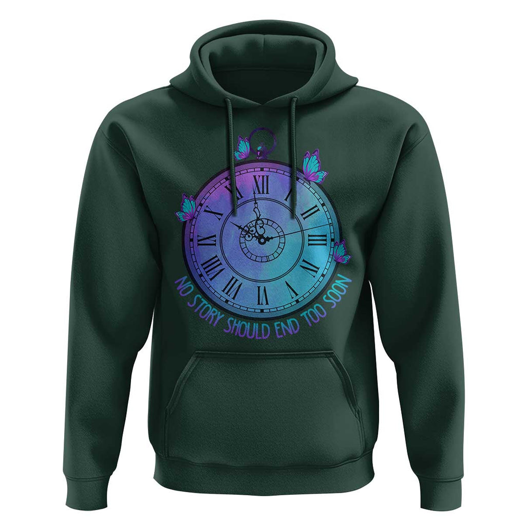 Suicide Prevention Awareness Hoodie No Story Should End Too Soon Butterfly Clock TS11 Dark Forest Green Print Your Wear