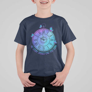 Suicide Prevention Awareness T Shirt For Kid No Story Should End Too Soon Butterfly Clock TS11 Navy Print Your Wear
