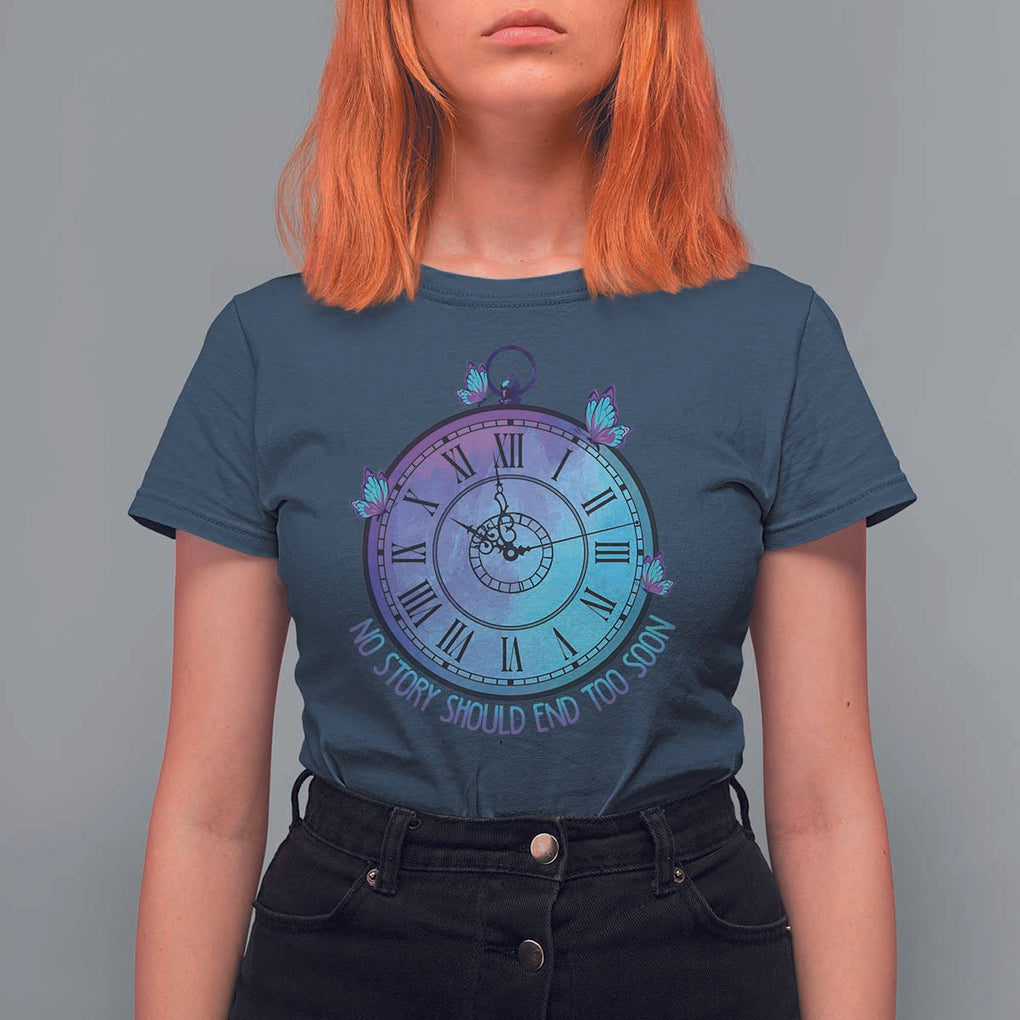 Suicide Prevention Awareness T Shirt For Women No Story Should End Too Soon Butterfly Clock TS11 Navy Print Your Wear