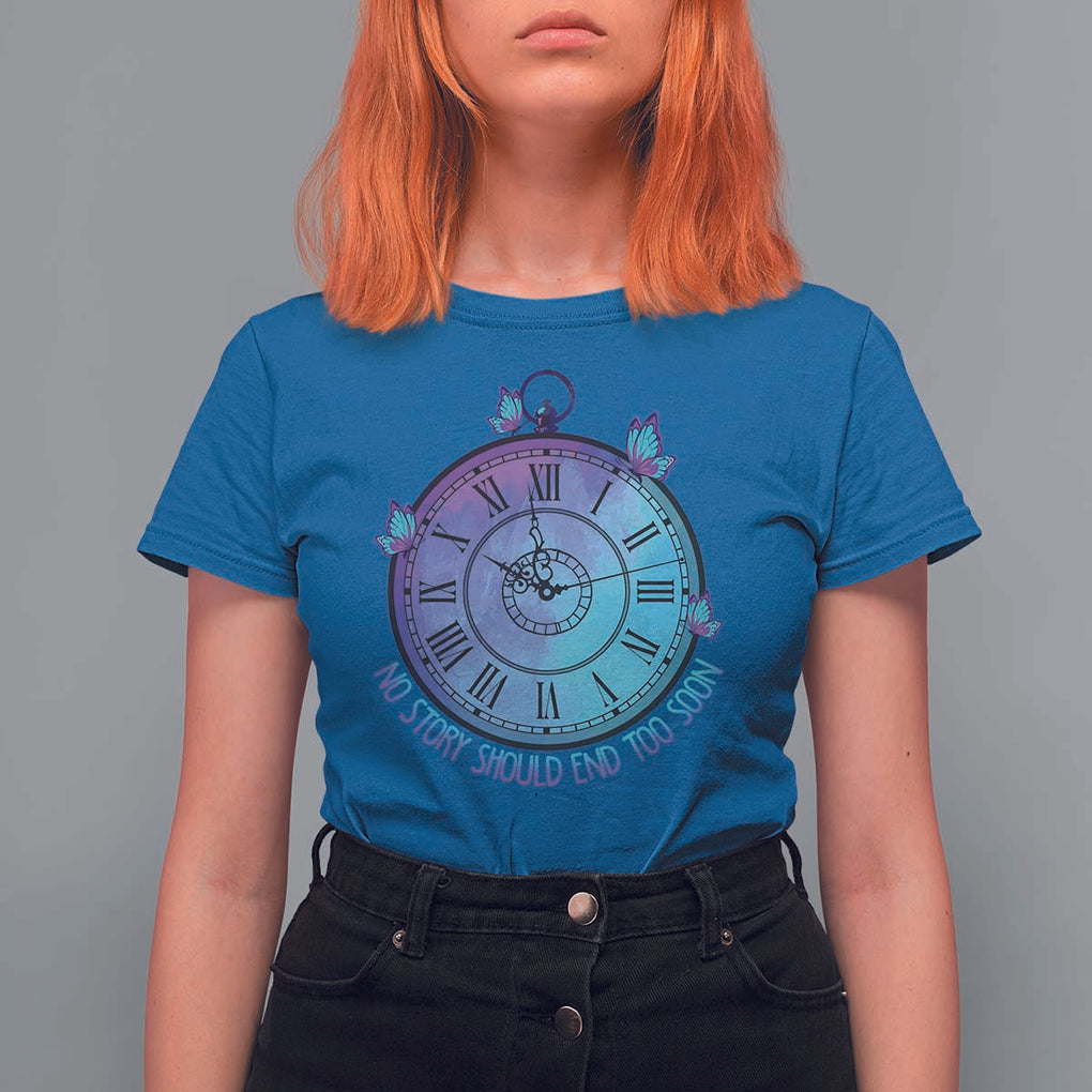 Suicide Prevention Awareness T Shirt For Women No Story Should End Too Soon Butterfly Clock TS11 Royal Blue Print Your Wear