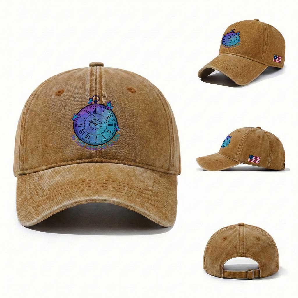 Suicide Prevention Awareness Washed Cotton Baseball Cap No Story Should End Too Soon Butterfly Clock