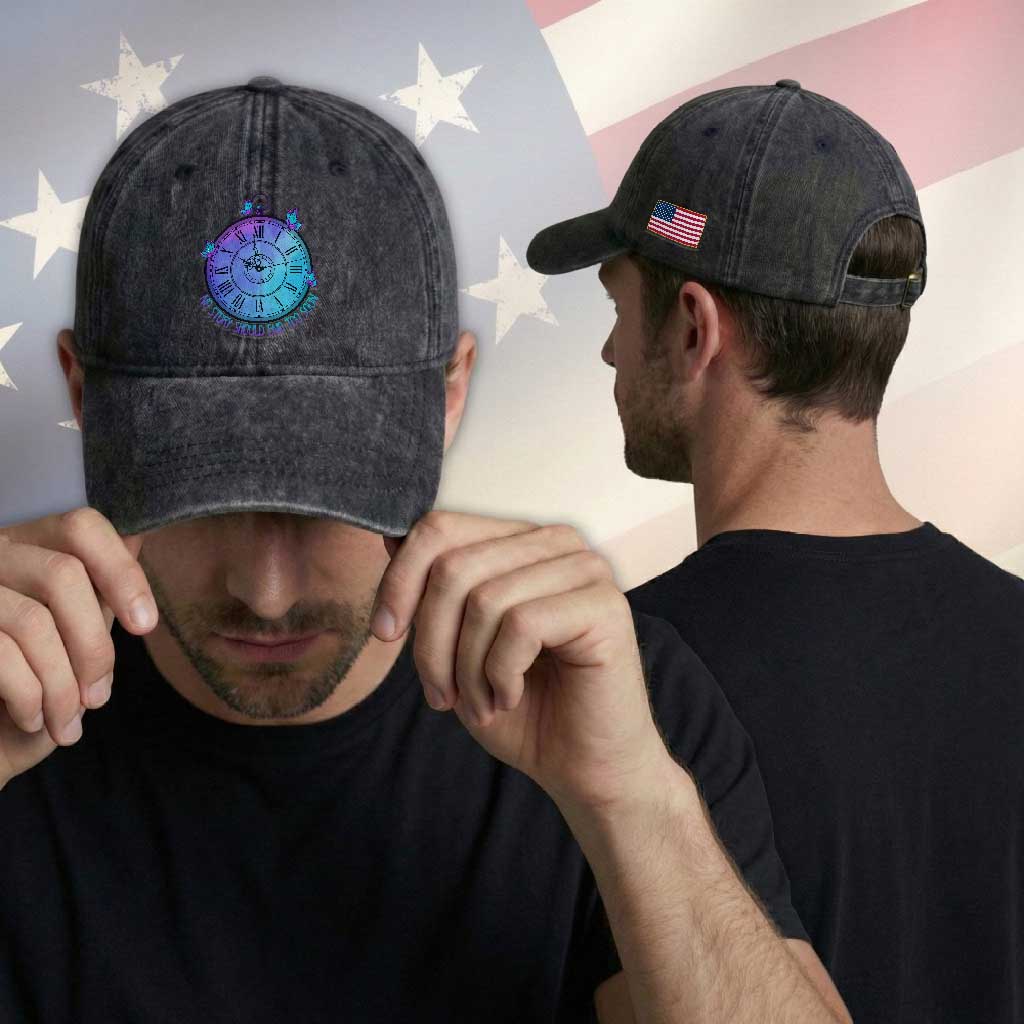 Suicide Prevention Awareness Washed Cotton Baseball Cap No Story Should End Too Soon Butterfly Clock