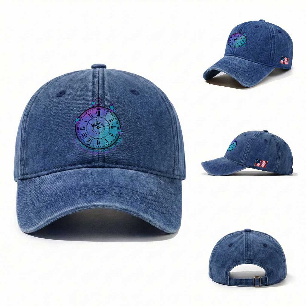 Suicide Prevention Awareness Washed Cotton Baseball Cap No Story Should End Too Soon Butterfly Clock