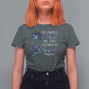 Suicide Prevention Awareness T Shirt For Women The Darkest Storms Are Still Followed By Sunshine Keepgoing Semicolon TS11 Dark Heather Print Your Wear