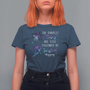 Suicide Prevention Awareness T Shirt For Women The Darkest Storms Are Still Followed By Sunshine Keepgoing Semicolon TS11 Navy Print Your Wear