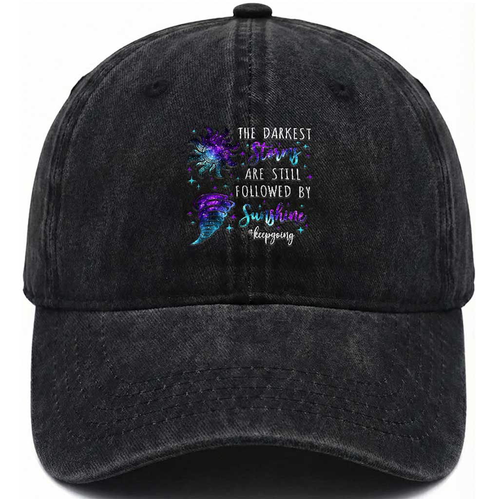 Suicide Prevention Awareness Washed Cotton Baseball Cap The Darkest Storms Are Still Followed By Sunshine Keepgoing Semicolon TS11 Print Your Wear