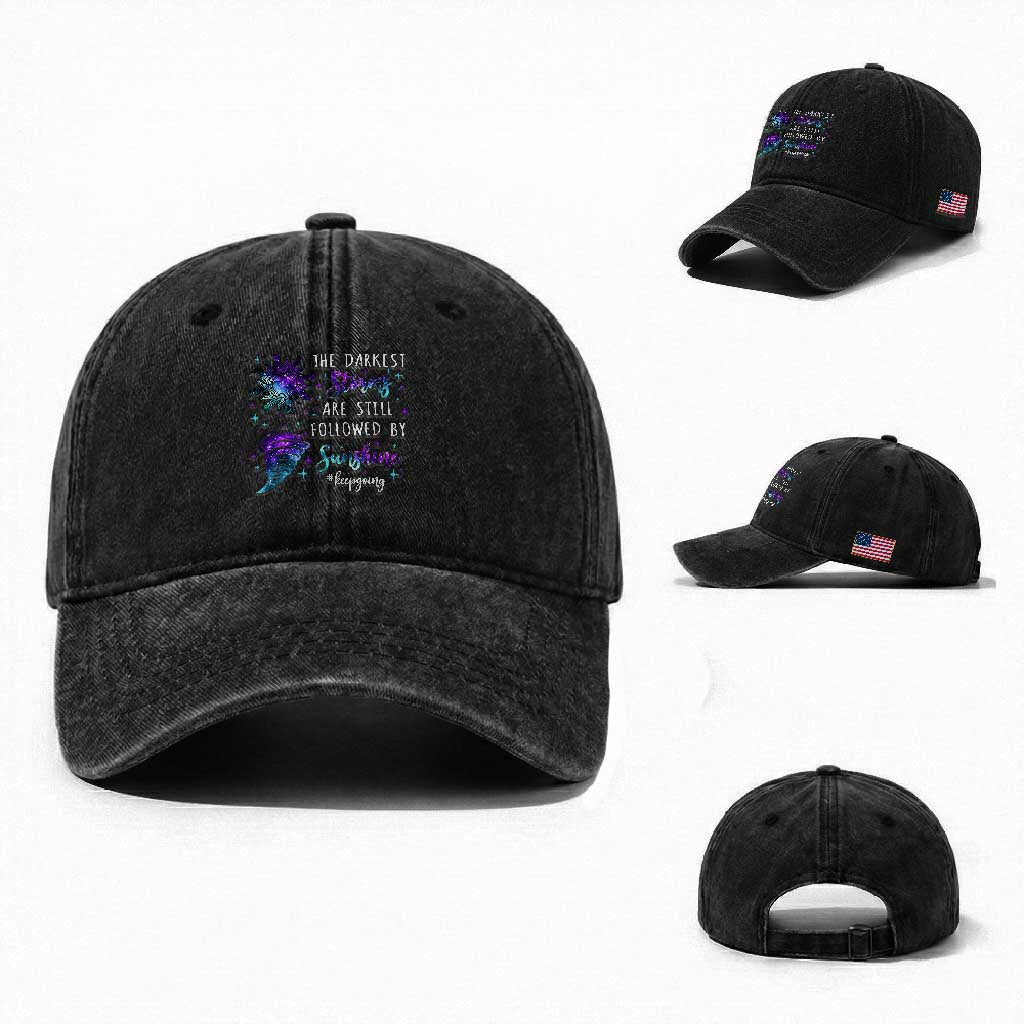 Suicide Prevention Awareness Washed Cotton Baseball Cap The Darkest Storms Are Still Followed By Sunshine Keepgoing Semicolon