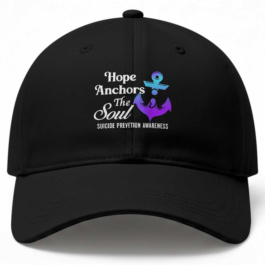 Suicide Prevention Awareness Baseball Cap Hope Anchors The Soul Teal And Purple Semicolon TS11 Print Your Wear