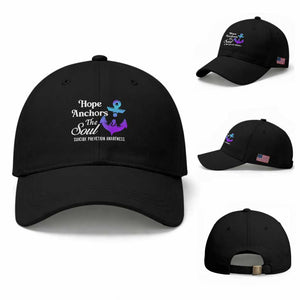 Suicide Prevention Awareness Baseball Cap Hope Anchors The Soul Teal And Purple Semicolon
