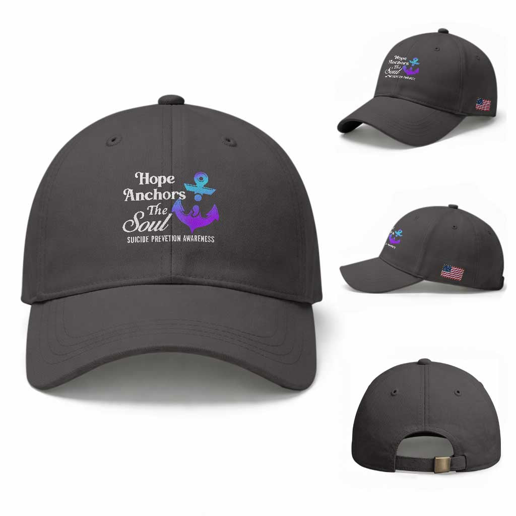 Suicide Prevention Awareness Baseball Cap Hope Anchors The Soul Teal And Purple Semicolon