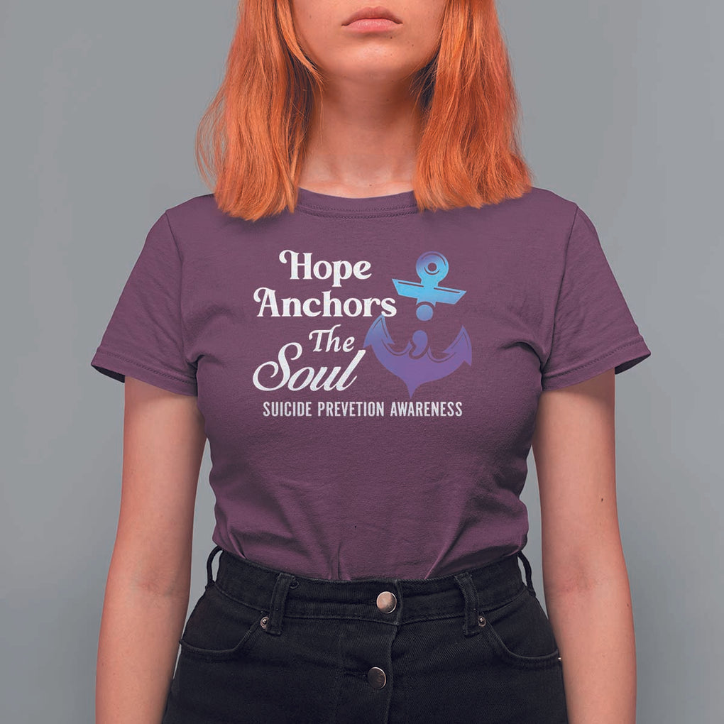 Suicide Prevention Awareness T Shirt For Women Hope Anchors The Soul Teal And Purple Semicolon TS11 Maroon Print Your Wear