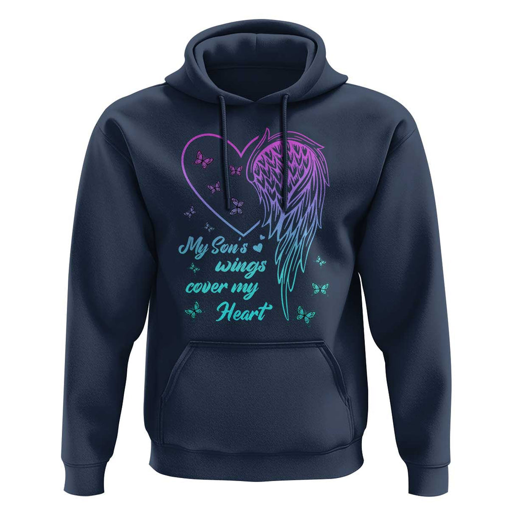 Suicide Prevention Awareness Hoodie My Son's Wings Cover My Heart Butterfly TS11 Navy Print Your Wear