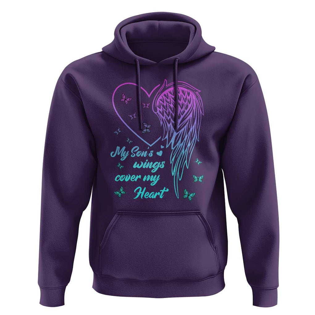 Suicide Prevention Awareness Hoodie My Son's Wings Cover My Heart Butterfly TS11 Purple Print Your Wear