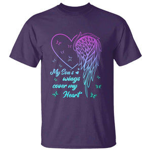 Suicide Prevention Awareness T Shirt My Son's Wings Cover My Heart Butterfly TS11 Purple Print Your Wear