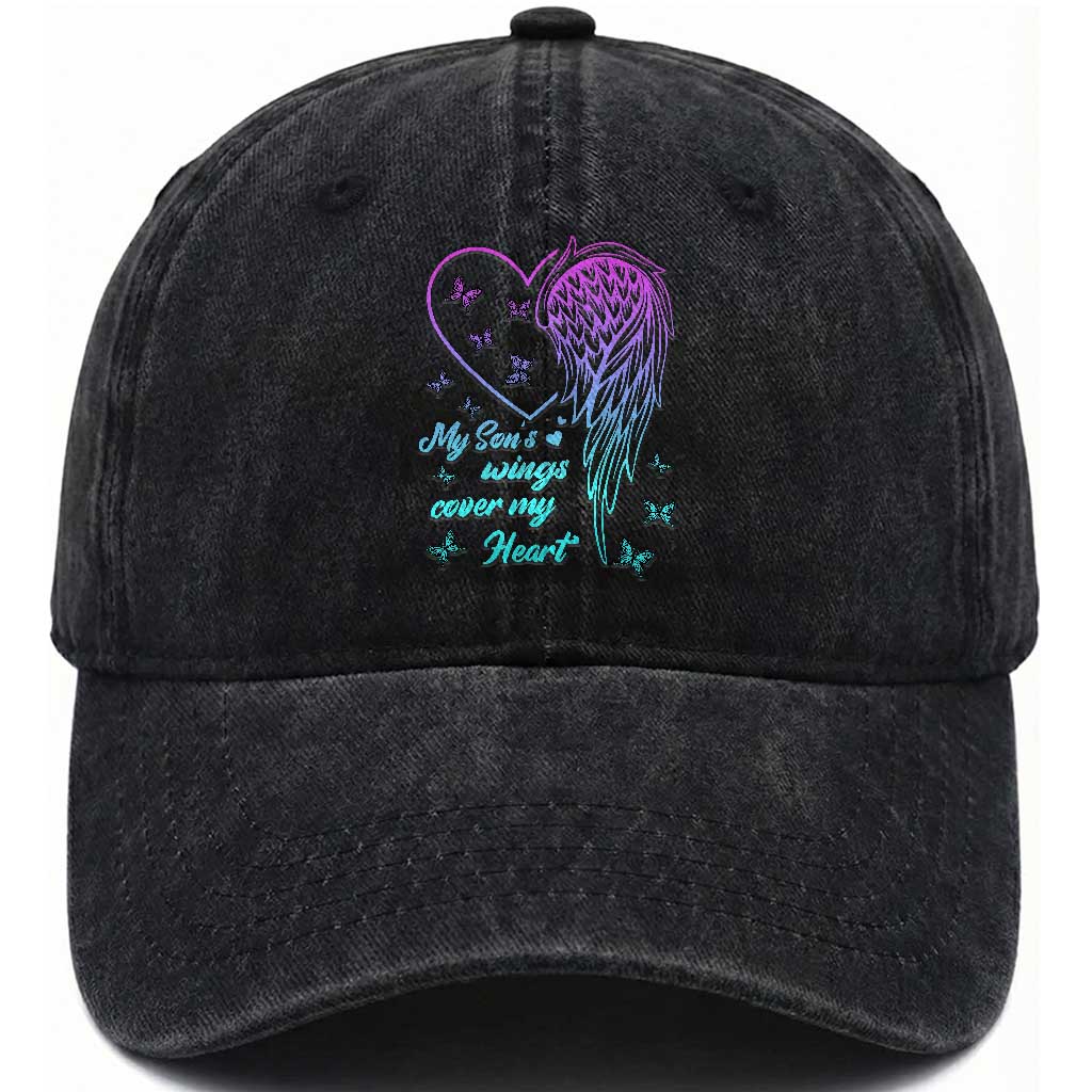 Suicide Prevention Awareness Washed Cotton Baseball Cap My Son's Wings Cover My Heart Butterfly