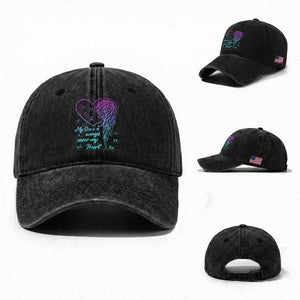 Suicide Prevention Awareness Washed Cotton Baseball Cap My Son's Wings Cover My Heart Butterfly