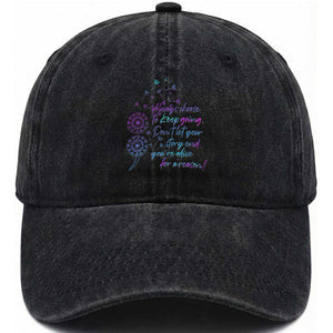 Suicide Prevention Awareness Washed Cotton Baseball Cap Always Choose To Keep Going Don't Let Your Story End You're Alive For A Reason Semicolon