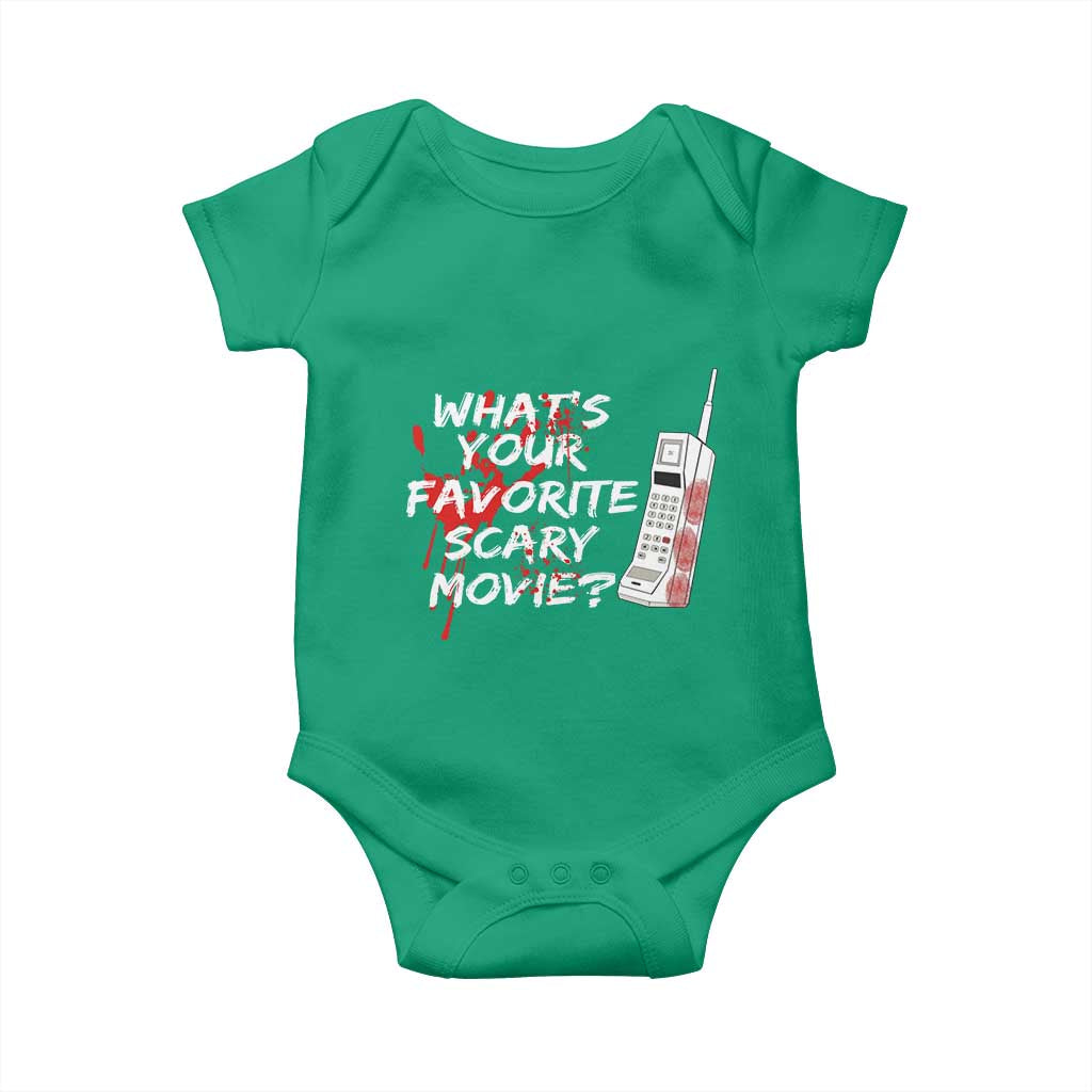 Funny Whats Your Favorite Scary Movie Baby Onesie Halloween Horror Film Lover TS11 Irish Green Print Your Wear