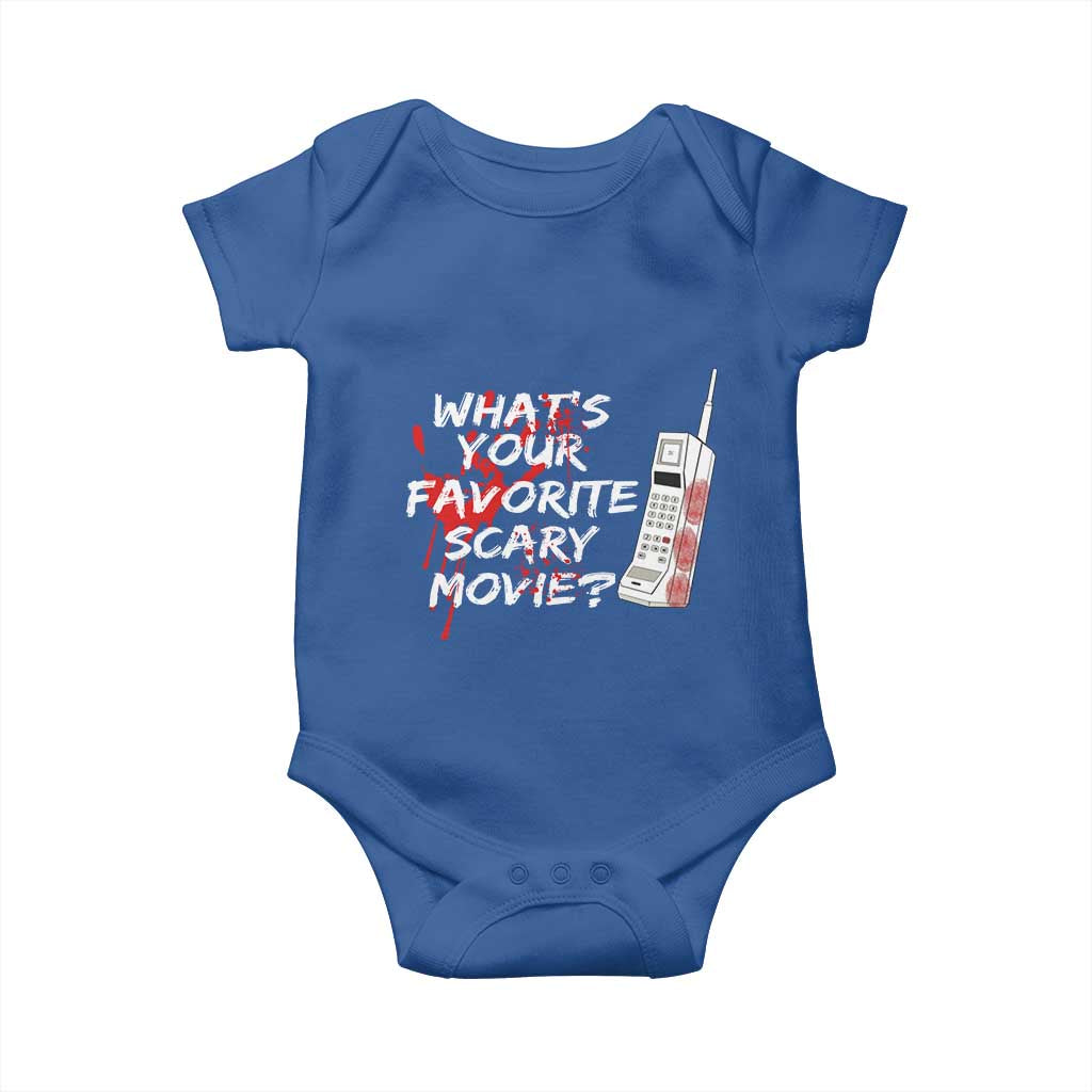 Funny Whats Your Favorite Scary Movie Baby Onesie Halloween Horror Film Lover TS11 Royal Blue Print Your Wear