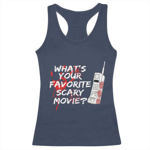 Funny Whats Your Favorite Scary Movie Racerback Tank Top Halloween Horror Film Lover TS11 Navy Print Your Wear