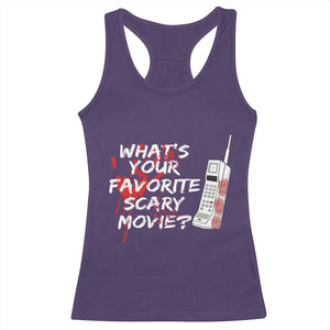 Funny Whats Your Favorite Scary Movie Racerback Tank Top Halloween Horror Film Lover TS11 Purple Print Your Wear
