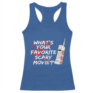 Funny Whats Your Favorite Scary Movie Racerback Tank Top Halloween Horror Film Lover TS11 Royal Blue Print Your Wear
