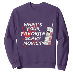 Funny Whats Your Favorite Scary Movie Sweatshirt Halloween Horror Film Lover TS11 Purple Print Your Wear
