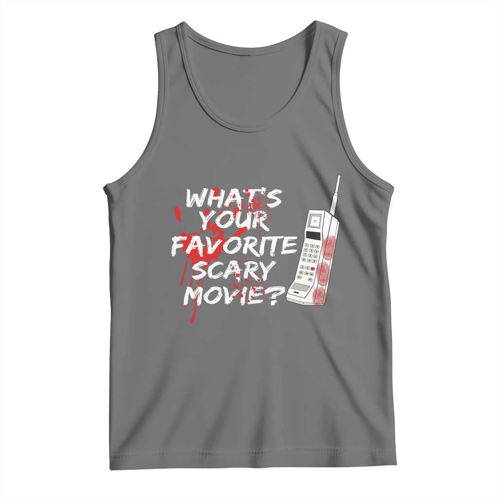 Funny Whats Your Favorite Scary Movie Tank Top Halloween Horror Film Lover TS11 Black Heather Print Your Wear