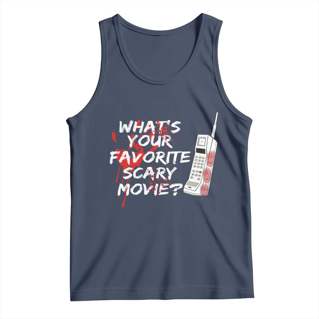 Funny Whats Your Favorite Scary Movie Tank Top Halloween Horror Film Lover TS11 Navy Print Your Wear