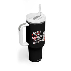 Funny Whats Your Favorite Scary Movie Tumbler With Handle Halloween Horror Film Lover TS11 Print Your Wear