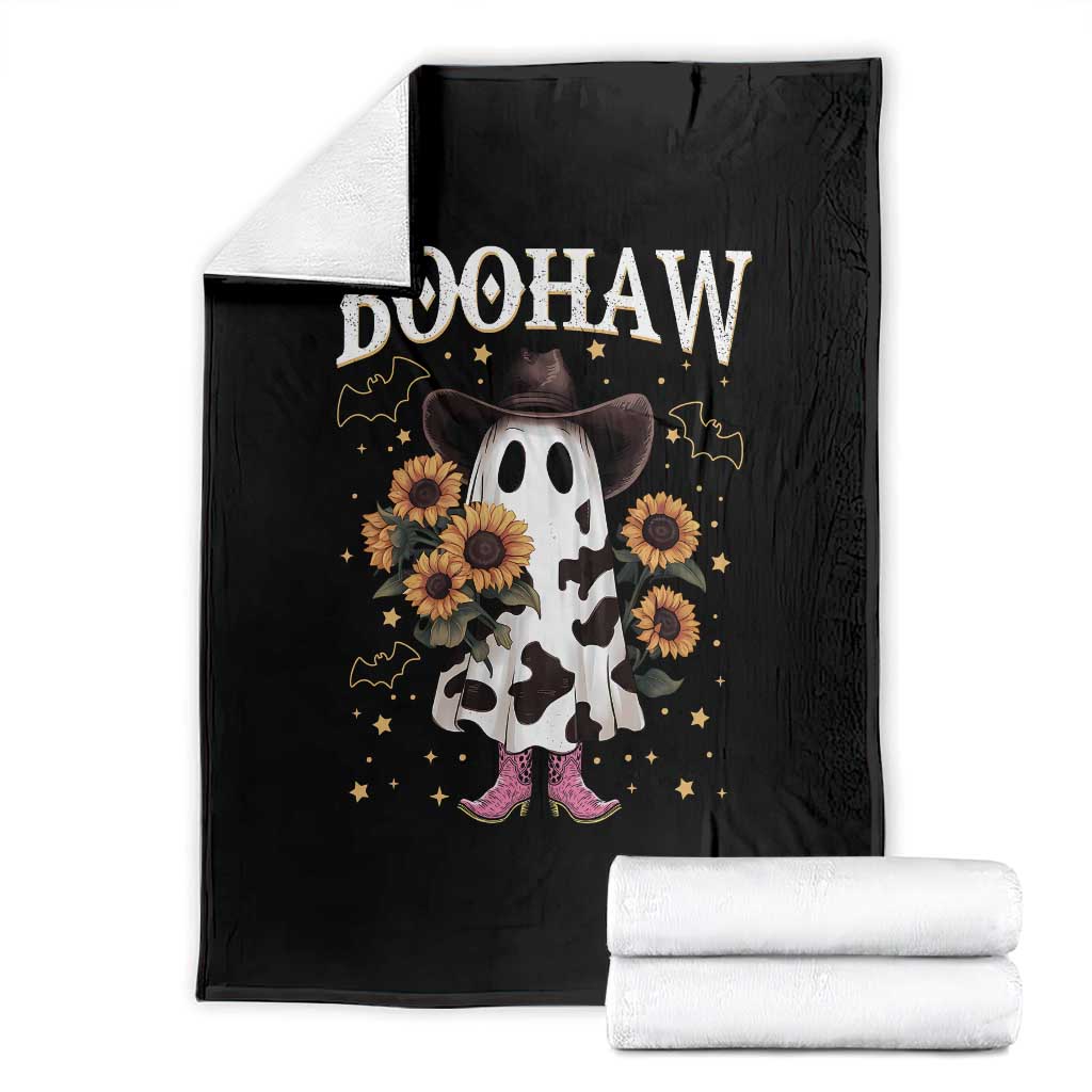 Funny Boohaw Halloween Western Cowboy Ghost Throw Blanket TS11 Black Print Your Wear