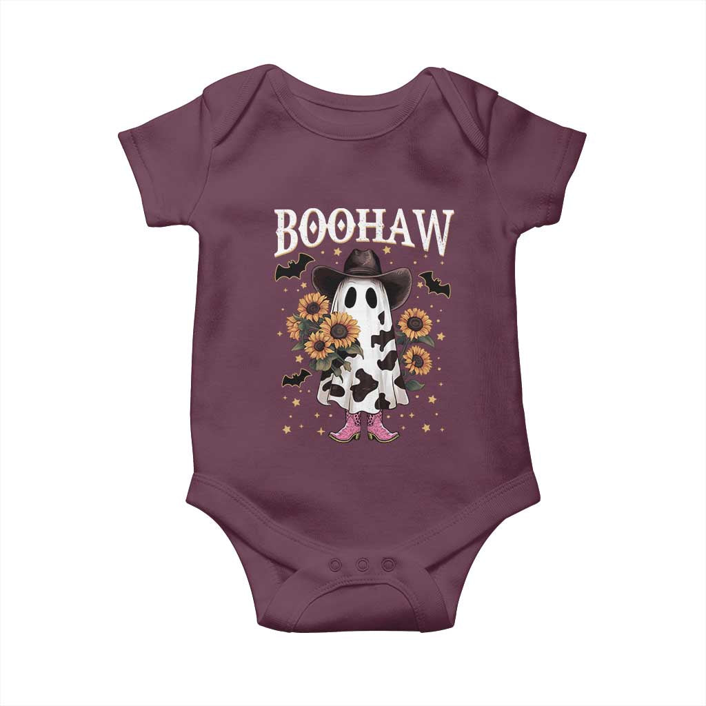 Funny Boohaw Halloween Western Cowboy Ghost Baby Onesie TS11 Maroon Print Your Wear