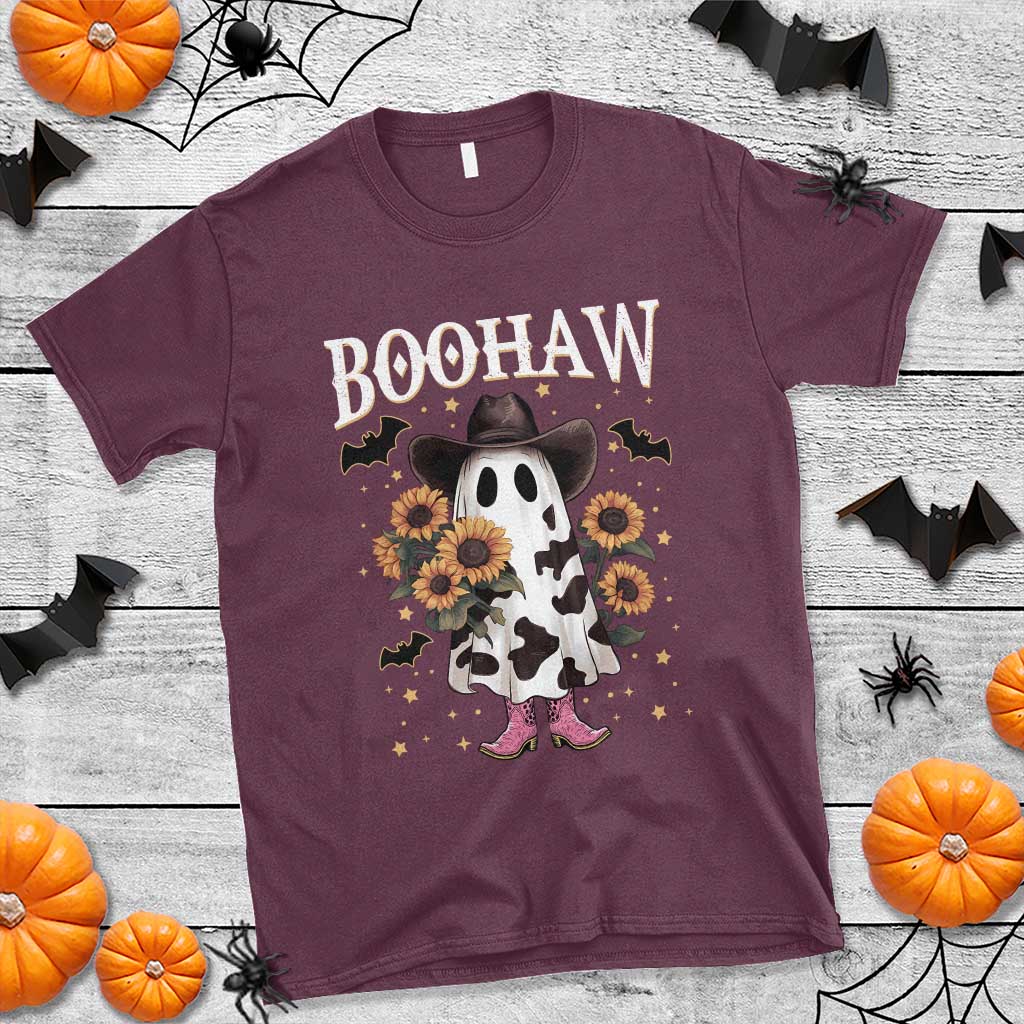 Funny Boohaw Halloween Western Cowboy Ghost T Shirt TS11 Maroon Print Your Wear